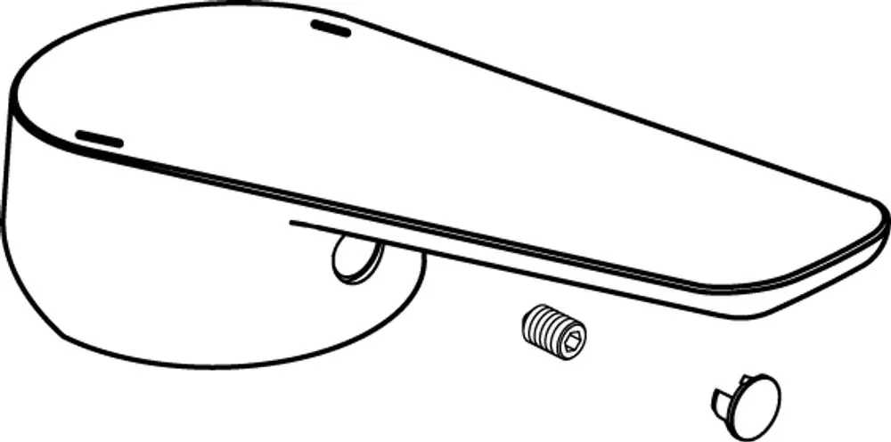 Griffhebel in chromfarbenem Design, mit Logo von Ideal Standard, inklusive Schraube und Abdeckung, zur Verwendung in Sanitäranlagen.